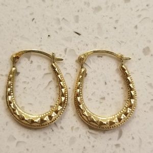 Gold horseshoe earrings with beautiful detail